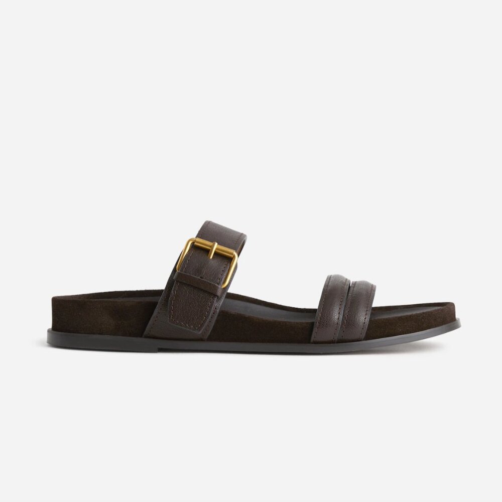 Madewell The Dara Double-Strap Slide Sandal in Size 8 (Dark Carob Brown)